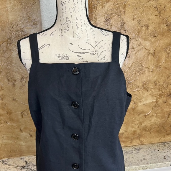 Alex Mill Linen Blend Mini Dress Womens XL Button‎ Front Sleeveless Casual Black - Picture 4 of 11